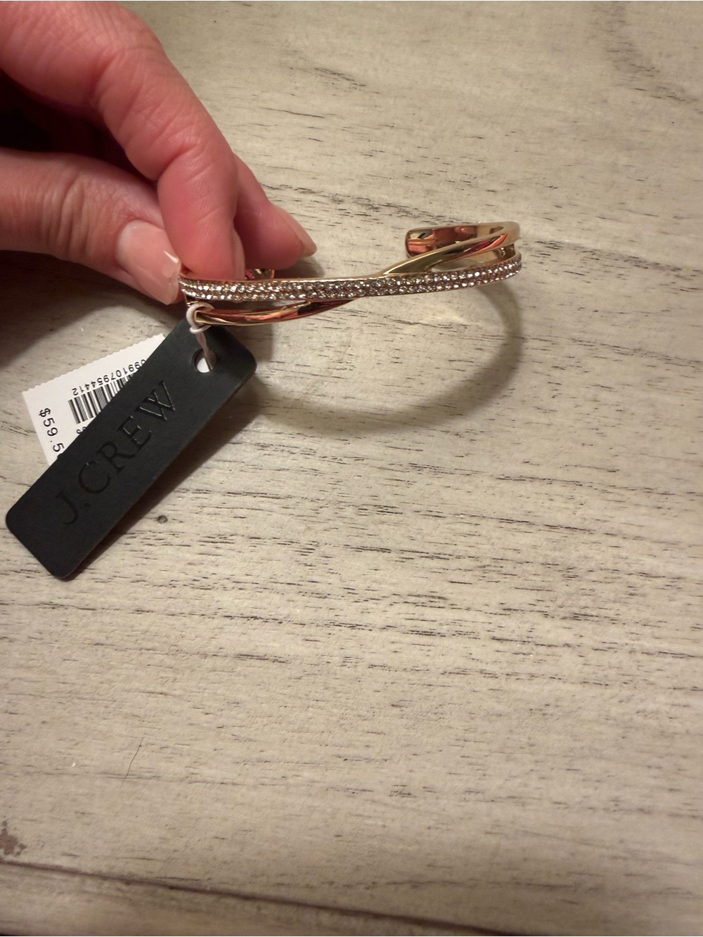 J.Crew Gold Twisted Crystal Bangle Bracelet